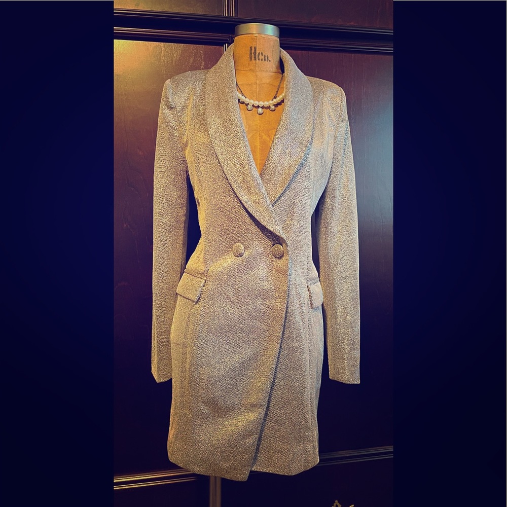 SOLD silver Sparkle fabric, satin lined Jacket/Dress